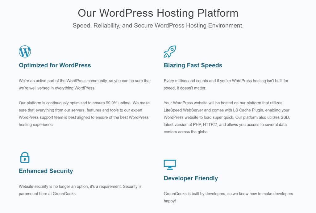 Greengeeks wordpress hosting features