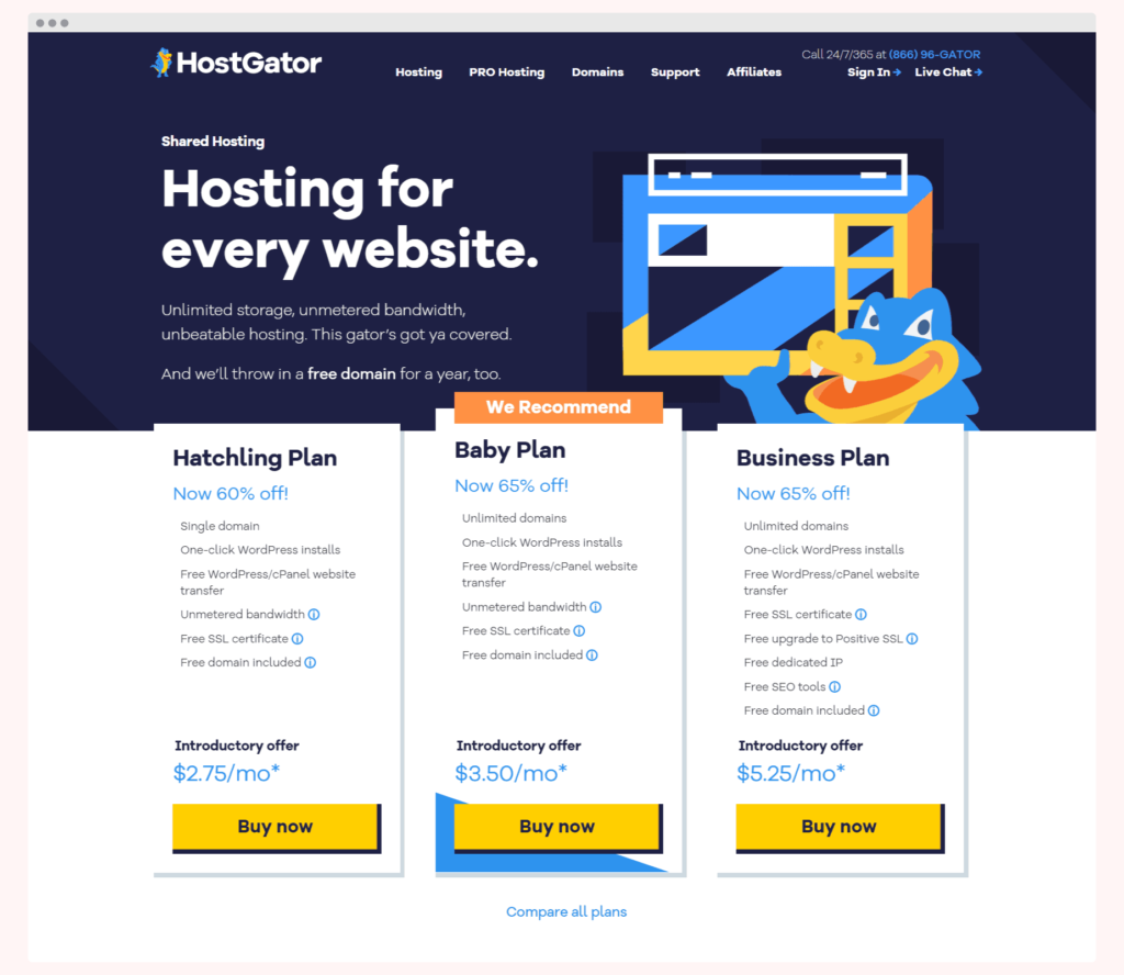 Hostgator 75 off deal page