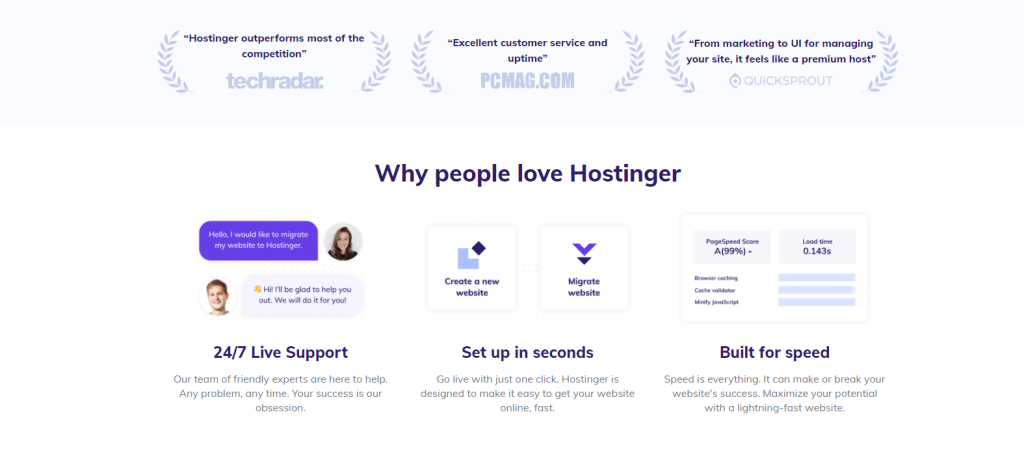 Hostinger web hosting features 
